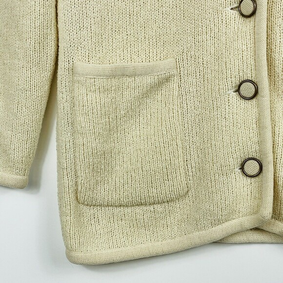 SAKRI Vintage Beige Nubby Cable Knit Cardigan Sweater Button Front Womens Small - Picture 3 of 6